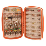 Waterprrof fly box for holding fishing flies for trout and salmon fishing in a bright urnt orange colour